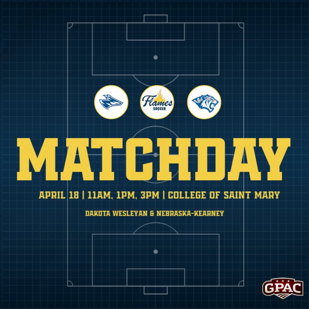 csm_soccer's tweet photo. SPRING MATCHDAY #2

@ College of Saint Mary 

Spring Triangular with @DWUWSoccer 
 and @UNK_Soccer
 
11:00 AM | College of Saint Mary vs Dakota Wesleyan
1:00 PM | Dakota Wesleyan vs Nebraksa-Kearney
3:00 PM | College of Saint Mary vs Nebraska-Kearney

#LightItUp #GoFlames https://t.co/9VBP6DwWZg