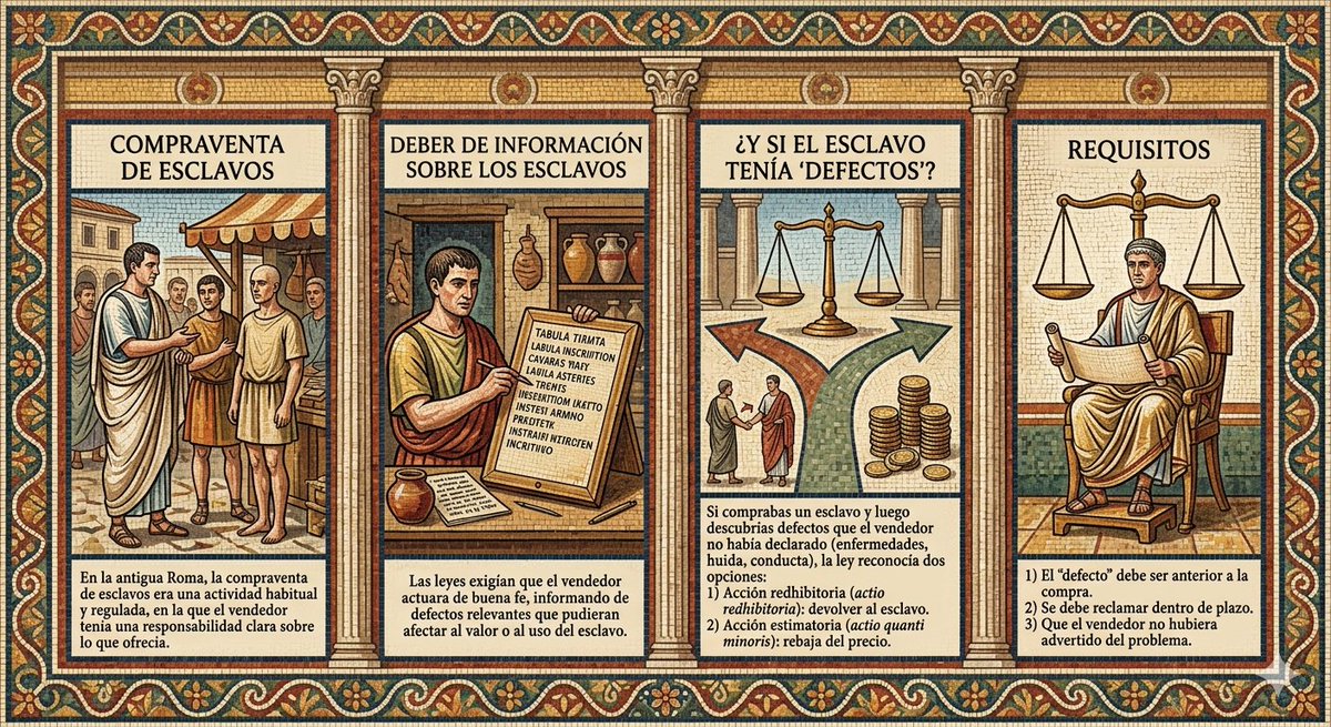 ElVigilRomano's tweet photo. En la antigua Roma, la compraventa de esclavos era una actividad habitual y jurídicamente regulada, en la que el vendedor tenía una responsabilidad clara sobre lo que ofrecía. https://t.co/f2fg7JEvm8