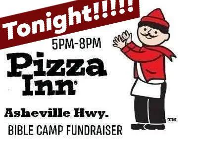 SHARE THIS POST!!!

Support our 7th Grade - 12th grades TONIGHT!!!!

They will be serving you and fundraising to get to Summer Bible Camp. The fundraiser will be at The Pizza Inn TONIGHT on Asheville Hwy, near Cleveland Park, in Spartanburg, South Carolina from 5PM-8PM.