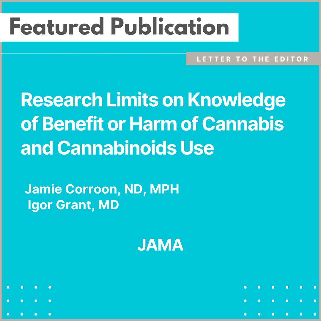 cmcr_ucsd's tweet photo. 📄 In a recently published letter to the editor in JAMA, Drs. Jamie Corroon @jcorroon and Igor Grant @iagrant, @cmcr_director  argue that evidence on cannabis and cannabinoids should be interpreted with greater context and balance. The letter responds to a Review by Hsu and colleagues, highlighting how federal research barriers, differences between medical and recreational use, and mixed cardiovascular findings can shape how risks and benefits are understood.

📖 https://t.co/ZgPCAnbXde

#MedicalCannabis #CannabisResearch #CannabisEducation #CardiovascularHealth