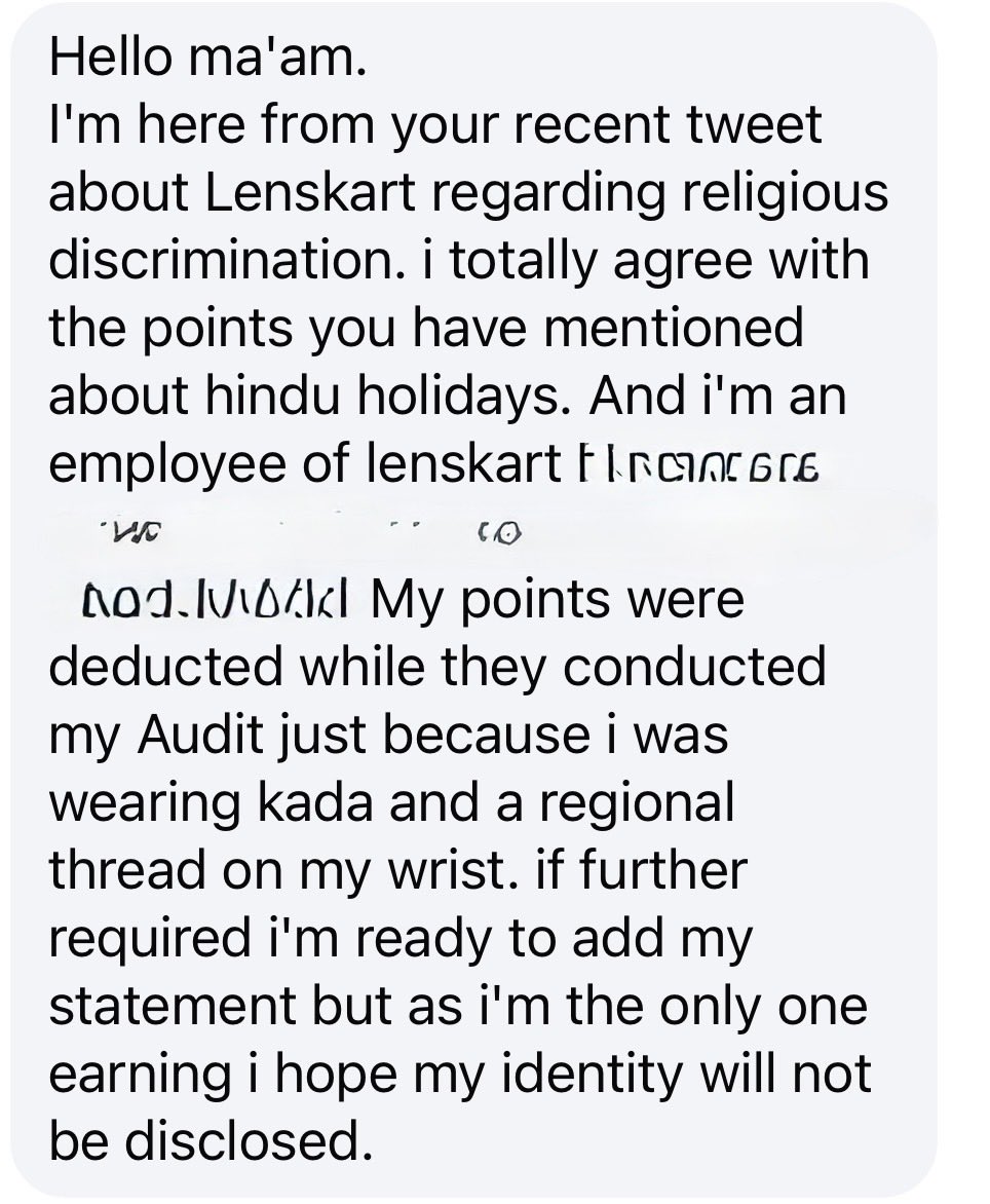 Another employee statement about anti-Hindu policy of <a href="/Lenskart_com/">lenskart</a> again proving that <a href="/peyushbansal/">Peyush Bansal</a> was LYING when he said that the leaked grooming document was ‘inaccurate and outdated’. Lenskart is a jehadi company, that actively discriminates against Hindus, in a Hindu
