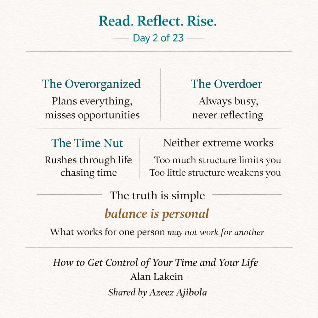 HasbalSolutions's tweet photo. Some people plan too much.

Some people stay busy all day.

Others rush through life trying to beat the clock.🕒

Different patterns. Same problem.🚫
No balance.

This made me realize something important.
There is no one perfect system that works for everyone.✅
#ReadReflectRise https://t.co/WbRoZCoyTq
