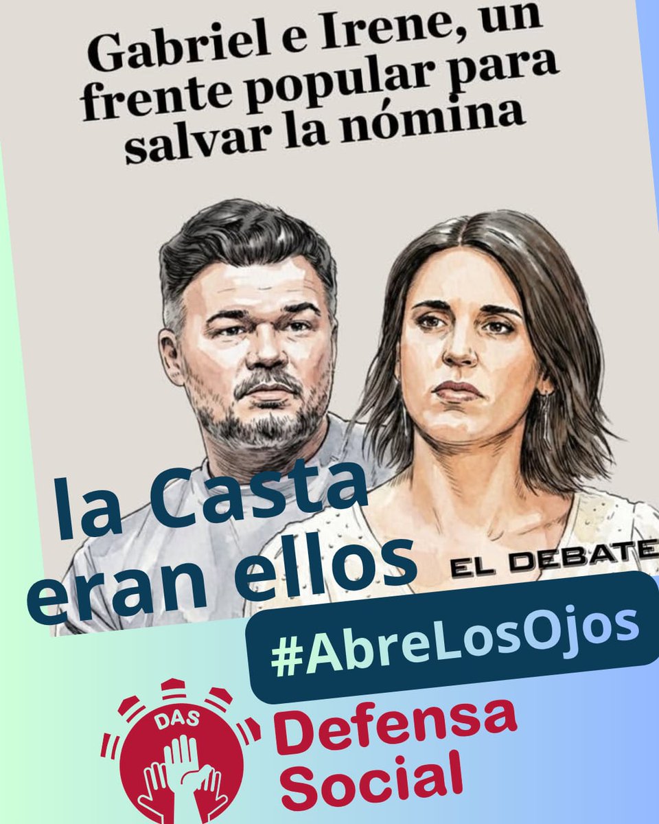 DFSCL's tweet image. Los que incendiaban España con banderas separatistas se sientan con la CASTA progre.  
Irene Montero: la “feminista” que no ha vuelto a madrugar en su mansión..
Gabriel Rufián: el separatista que mendiga sillones.  
Separatistas y traidores rompen la nación.
#DAS