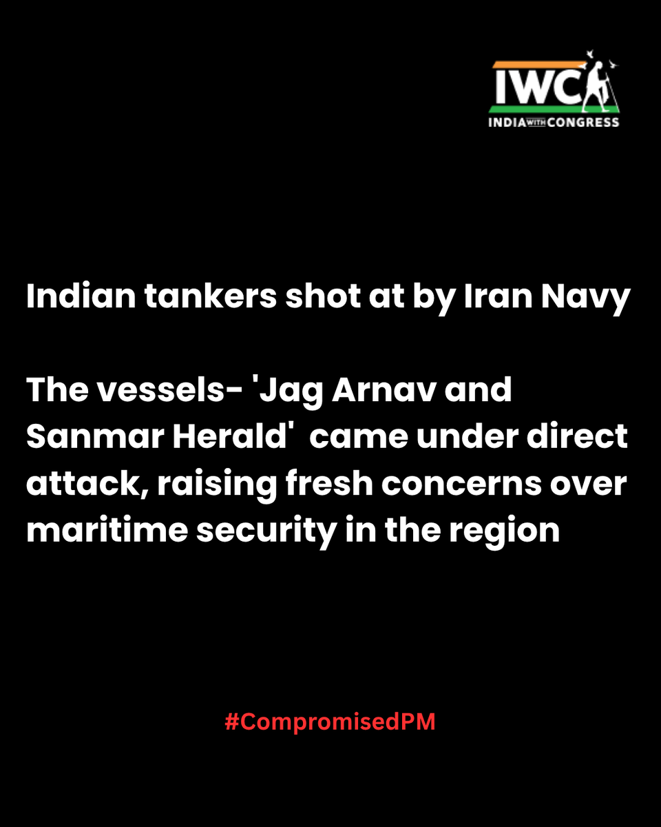 UWCforYouth's tweet image. Two Indian tankers- Jag Arnav and Sanmar Herald, carrying critical oil cargo come under fire in the #StraitofHormuz.

This is a test of India’s weight in the real world.

For years, we’ve been fed a story of rising power... global stature, decisive leadership, #Vishwaguru