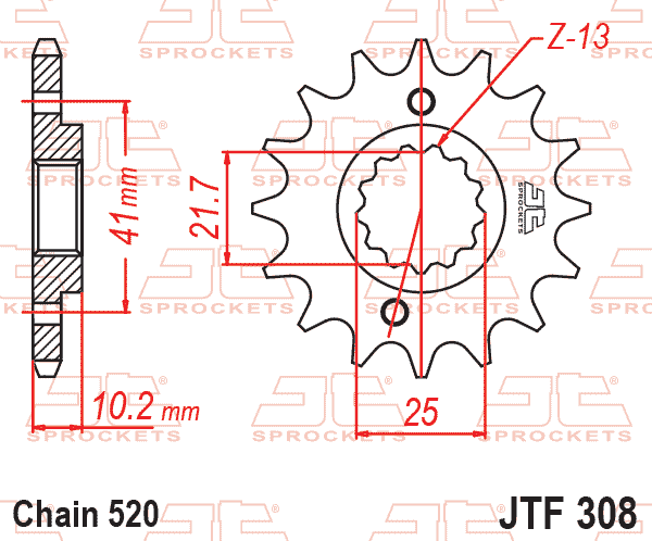 スプロケットの他社種流用を考えるにはJT Sprocketsのカタログが便利です。
カタログの中の品番がリンクになっており、例えばこのように主要な寸法を確認することができます。

jtsprockets.com/downloads/