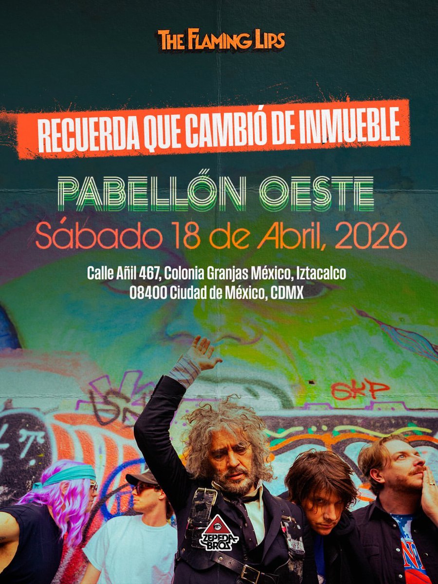Todo listo para el show de <a href="/theflaminglips/">The Flaming Lips</a> en Pabellón  Oeste, recuerda que el inmueble cambió, boletos disponibles.

Presentado por <a href="/ZepedaBros/">ZepedaBros</a>