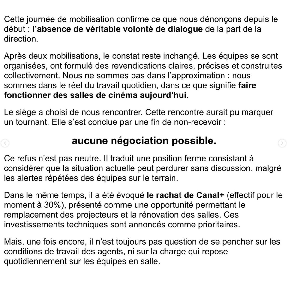 dailypop__'s tweet photo. Ce samedi 18 avril, les salariés d'UGC Ciné Cité Les Halles se sont mis en grève pour dénoncer leurs conditions de travail, mais toujours aucune négociation possible.

« Manque d’effectifs, salaires bas, matériel défectueux… Après deux mouvements de grève dans notre cinéma, le siège d’UGC a catégoriquement refusé d’ouvrir des négociations.

Nos revendications :
• Une augmentation des salaires
• Un meilleur matériel et des conditions de travail adaptées
• Une réelle prise en compte de la pénibilité du travail »