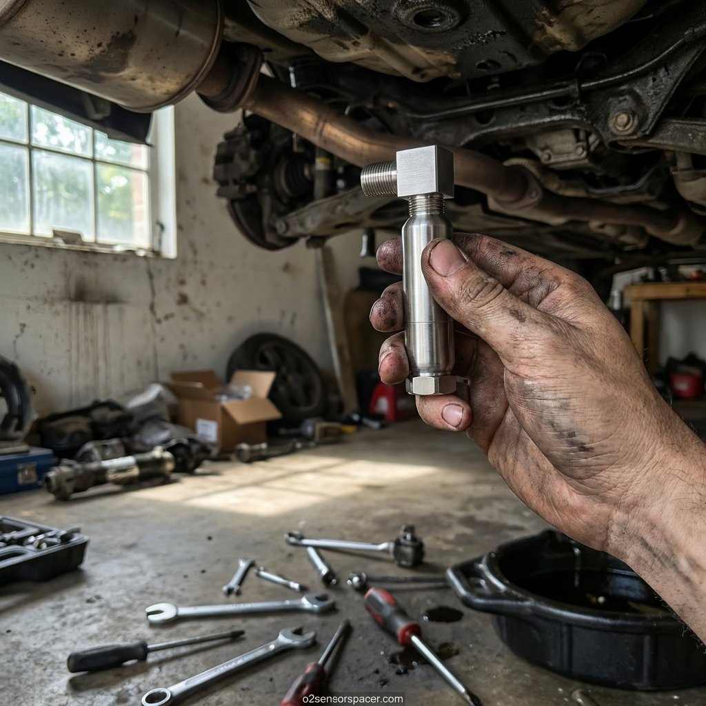 JamesMoalesse's tweet image. Finally finished the exhaust, only for the CEL to pop up immediately? 🤦‍♂️ The 90° Pro spacer with mini-cat is the move. Clears P0420/P0430 codes so you can focus on the drive, not the dashboard. Check it out at o2sensorspacer.com. #o2sensorspacer #carmods