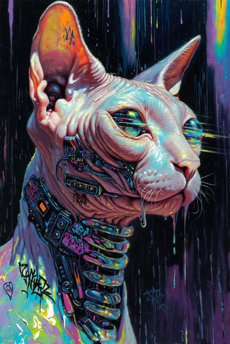 Z6Studios's tweet image. Cyber Cats : #Caturday #Catlovers #sci-fi cats future felines