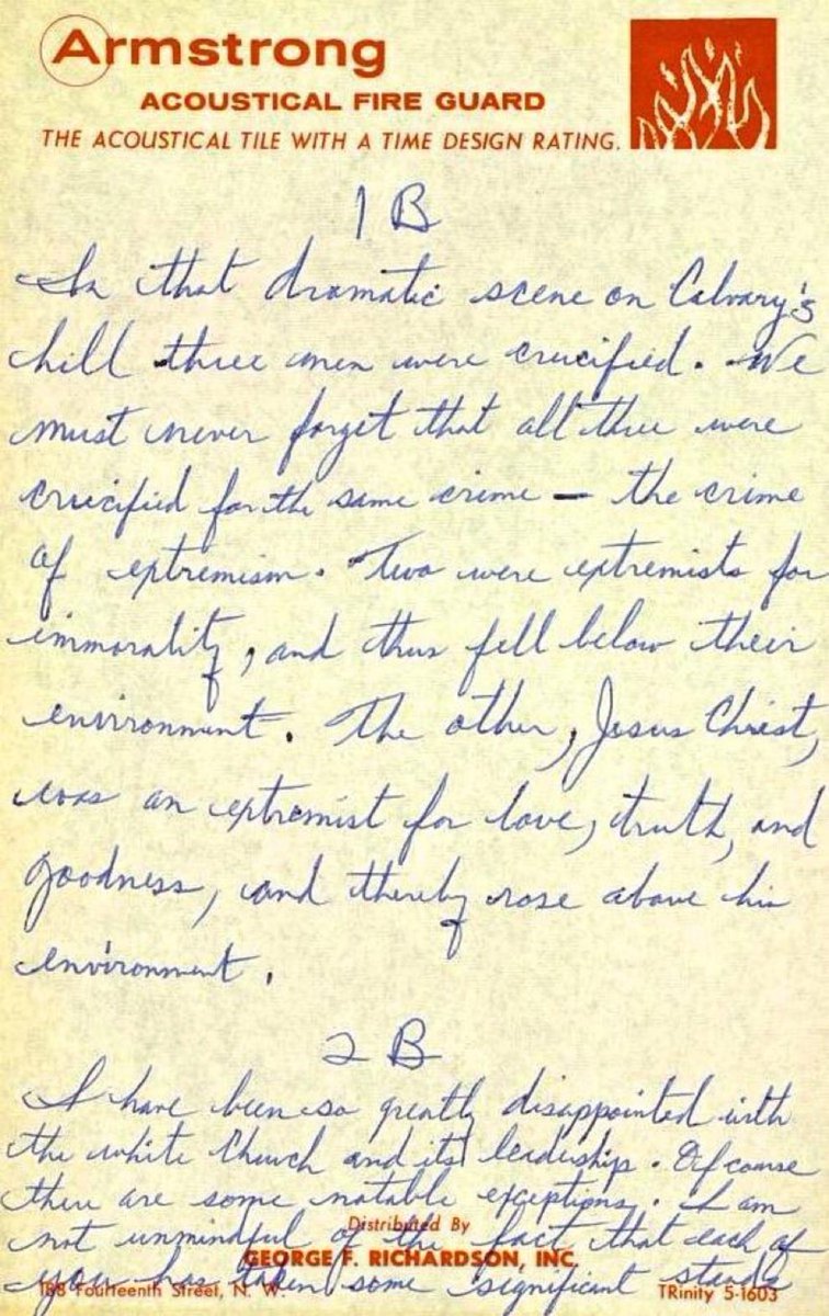Writing his now-famous letter from a Birmingham jail in 1963, Martin Luther King, Jr., said, “I have been so greatly disappointed with the white church and its leadership" and that Jesus "was an extremist for love, truth and goodness, and thereby rose above his environment."