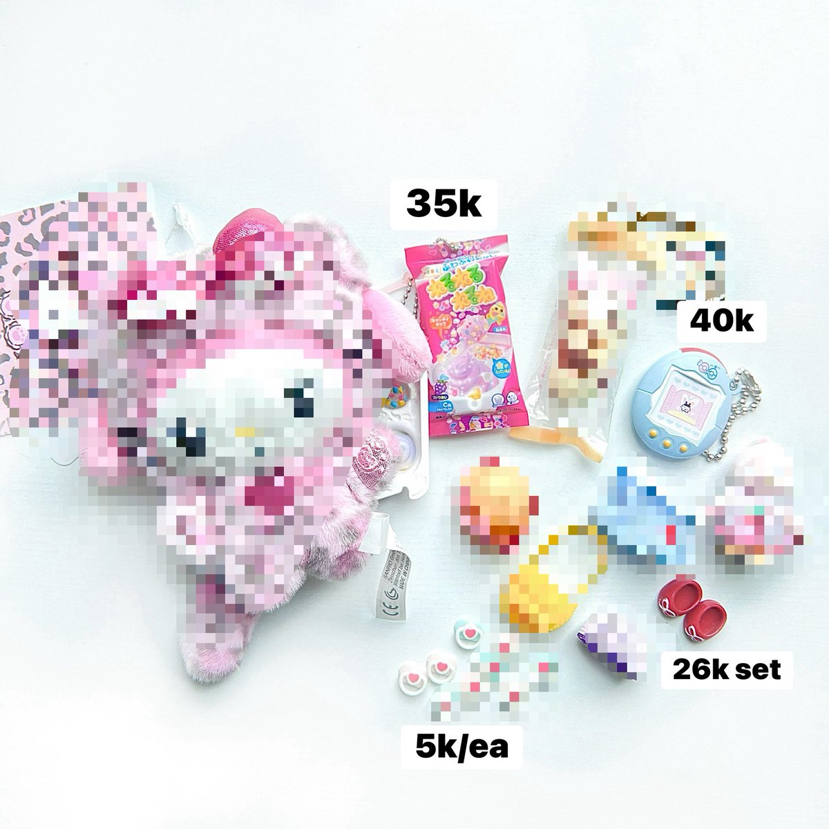 ౨ৎ wts want to sell lfb ᰔ
˳ ✩ #keonholitsell .ᐟ
   
ও baby pacifier 5k/ea
ও sylvanian nursery shoes 26k
ও neru neru 35k
ও tamagotchi 40k

⤿ price exc adm dom tgr ina

𖥻 trinkets baby sepatu mimitchi keychain blue tosca gacha pink families dot kindergarten ori