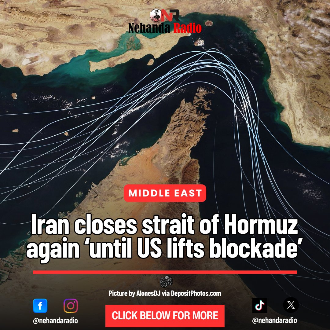 NehandaRadio's tweet photo. 🚨 Strait of Hormuz tensions flare again

Iran has reimposed restrictions on the Strait of Hormuz — just days after saying it was open.

⚠️ What’s happening:
• Reports of oil tankers being fired upon
• Islamic Revolutionary Guard Corps accused of targeting vessels
• Iran says the strait is now under strict military control

💬 Tehran warns restrictions will stay unless the US lifts its blockade.

🌍 Why it matters:
This route carries a huge share of the world’s oil — meaning global markets could be hit again.

👀 Is this a step toward escalation… or leverage in negotiations?

🔴 https://t.co/0qDmmgueFG

#BreakingNews #Iran #StraitOfHormuz #OilCrisis #GlobalEconomy