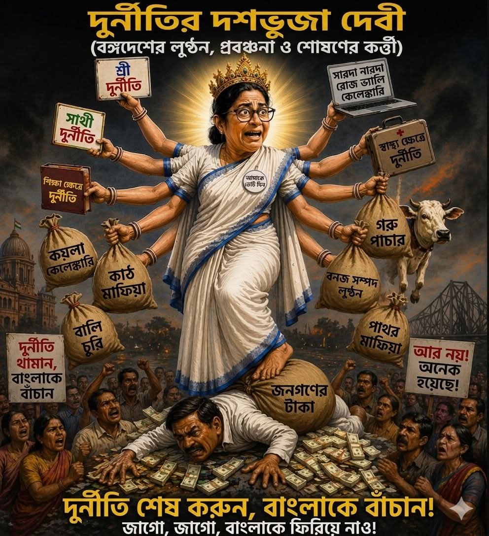 krishind07's tweet image. 15yrs of loot,murder&amp;amp; political violence no jobs, industries &amp;amp; development only false promises where MAA is raped MATI is looted and MANUSH is tortured CHOR CM #Mamata has destroyed #Bengal Ar na #PaltanoDorkarChaiBJPSarkar #BengalRejectsMamata #BengalElection2026
