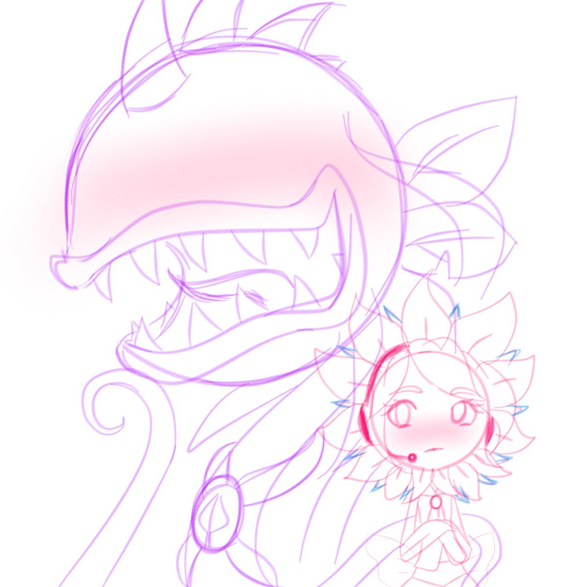 QueenAstra4305's tweet photo. There, I craved yuri WIPS 🤤 my brain telling me to do so 💖💜
#WIP #OCxCanon #Chompzilla #SynthesiaMiku #pvzheroes #pvz #pvzart https://t.co/p547UwzUSN