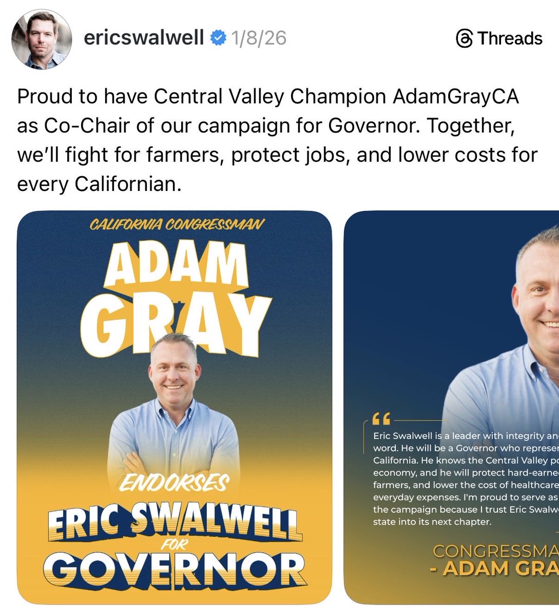 It’s looking worse and worse for California Democrat <a href="/AdamGrayCA/">Adam C. Gray</a> — who was Eric Swalwell’s campaign chair &amp; sherpa around Sacramento alongside Democrat Jimmy Gomez