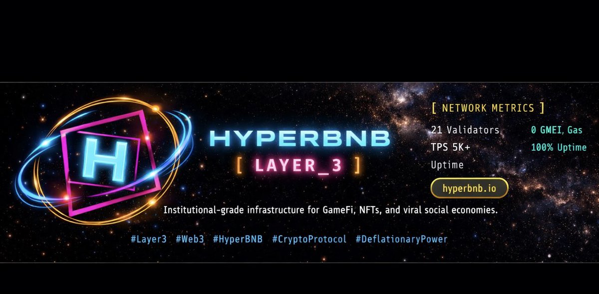 Hyperbnb1's tweet image. HyperBNB [LAYER_3] is redefining Web3 performance:
21 Validators • TPS 5K+ • 0 GWEI Gas • 100% Uptime.
Real infrastructure. Real execution.
🔗 hyperbnb.io
#HyperBNB #Layer3 #Web3 #CryptoProtocol