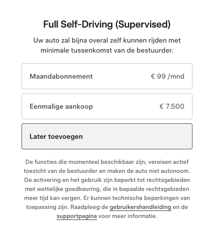 EmbracetheUSA's tweet image. Okay. #FSD still can’t be purchased in the #Netherlands. Didn’t he say it had been approved?

Only supervised available....

#ElonMusk is a complete fraud.