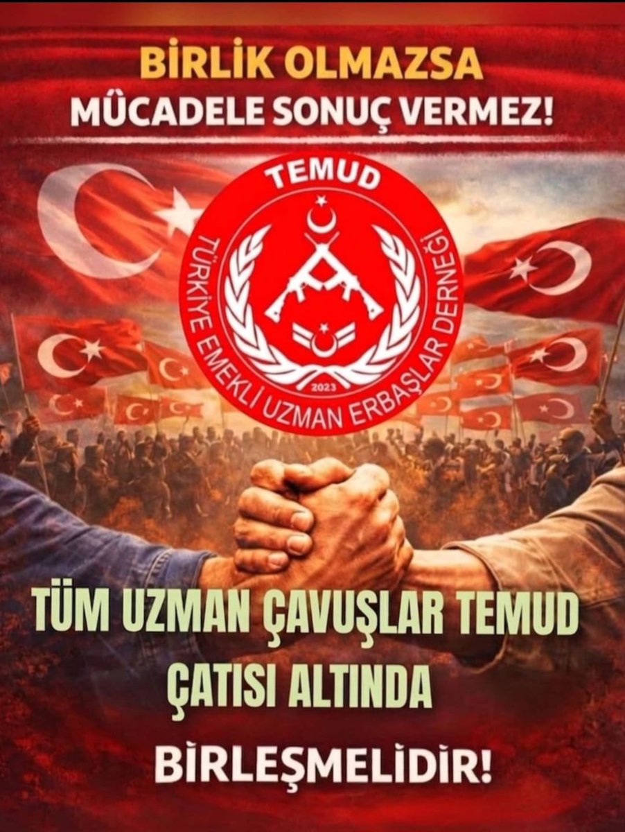 Birlik olmadan güçlü bir mücadele yürütmek mümkün değildir. Ancak omuz omuza verirsek sesimizi duyurabilir, haklarımızı alabiliriz.Bu nedenle tüm Emekli uzman çavuşlarımızı TEMUD çatısı altında, 
birleşmeye davet ediyorum.
Ayrı ayrı değil, birlikte hareket ettiğimizde daha güçlü,