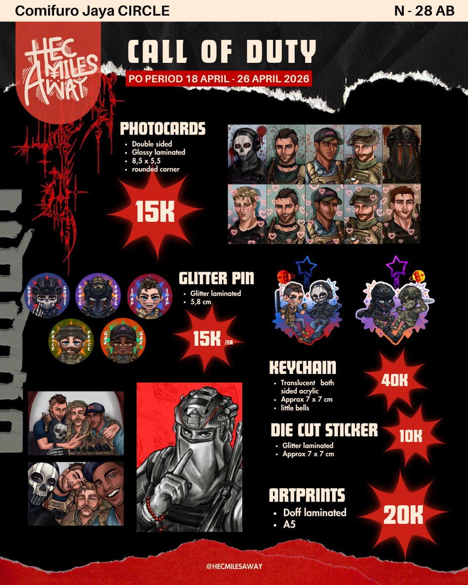 hecmilesaway's tweet image. [❤️🔁 are very appreciated!]
🐯HECMILESAWAY’S #CF22 #CFXXII PREORDER🐯

🗓️ 18 - 26 April
📍Pick up OTS DAY 1 &amp;amp; Mail Order 
💫 PT Comifuro Jaya N-28 AB
❤️‍🔥 : Call Of Duty, Hannibal, Gorillaz, Dc, Avatar, Dispatch, Project Hail Mary, etc! 
🖇️ below

#cf22catalogue #comifuro22 1/4