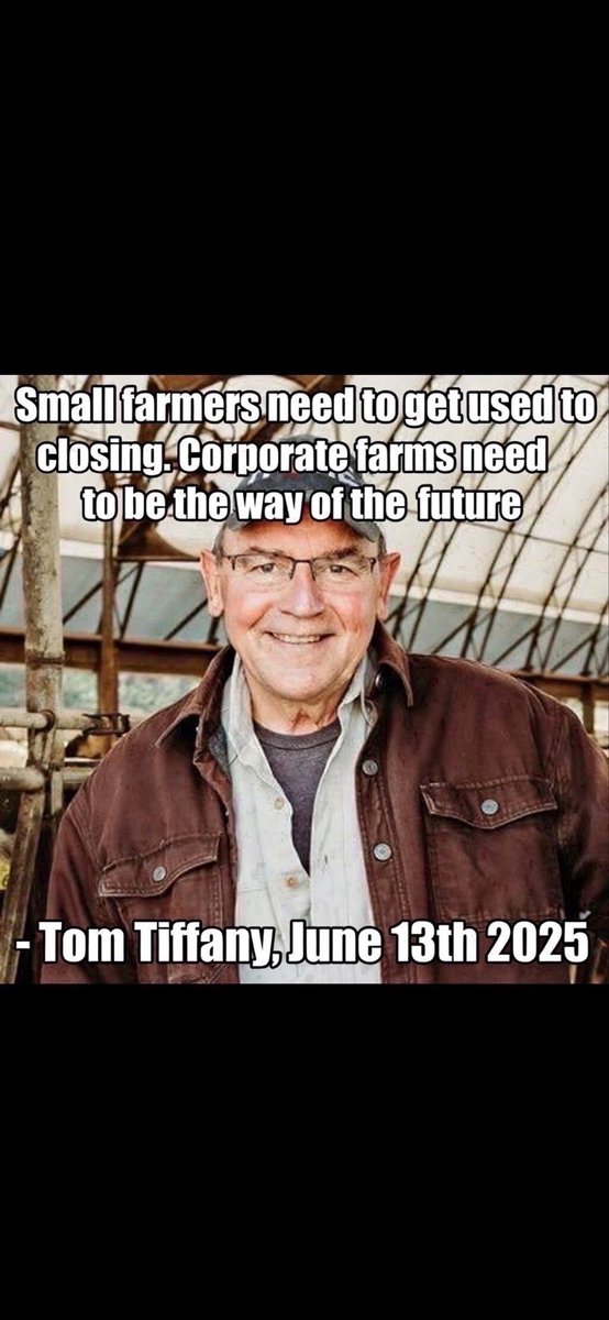 Tom Tiffany voted to give $20 billion dollars to bailout Argentinian farmers. 20 fucking billion.

He then tells small Wisconsin farmers that they should get used to closing down.

What a piece of fucking shit.

Fuck Tom Tiffany 🖕