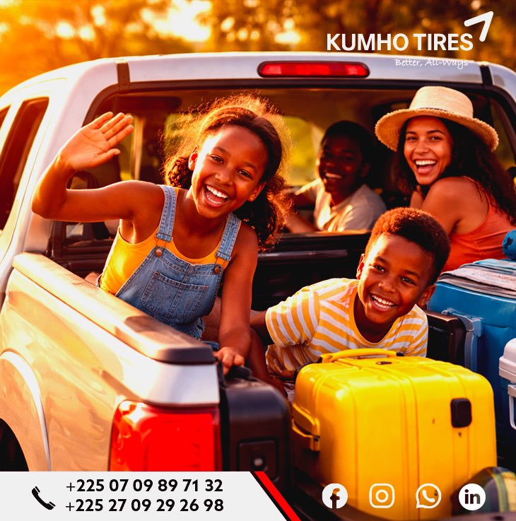 ci_carbon's tweet photo. ☀️ En famille, entre amis ou pour une escapade improvisée, assurez-vous que votre véhicule est prêt à vous emmener plus loin, en toute sécurité.

📞 +225 07 09 89 71 32
📞 +225 27 09 29 26 98

#KumhoTyres #KumhoTyresCI #SécuritéRoutière #ConduiteSûre #RoadTrip #VoyageEnFamille https://t.co/4OaXTjakMx