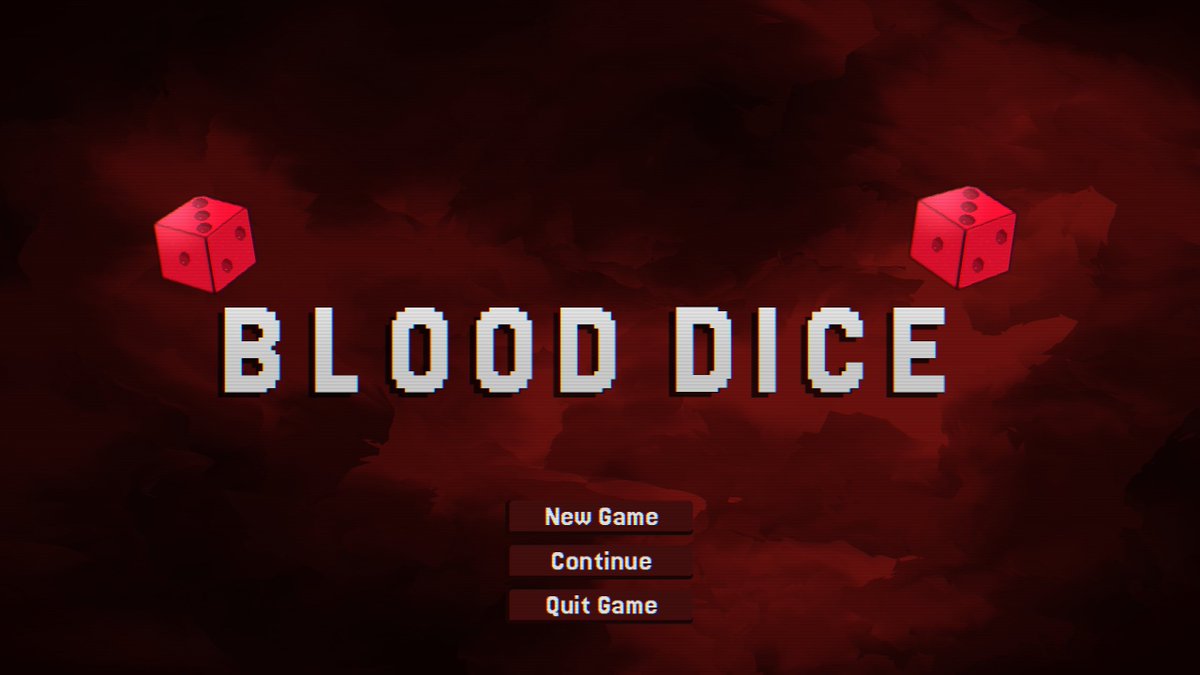 BloodDice6's tweet image. New menu look. I had fun with the dithered shaders but sometimes less is best. Gonna be a nice next few days getting things looking better for the steam next fest this summer. #roguelike #indiedev #game