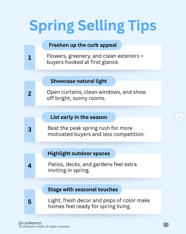 sellingwaukesha's tweet image. Selling this spring? Make your home stand out! Boost curb appeal, let in natural light, list early, highlight outdoor spaces, and add light seasonal touches. Small updates can attract more buyers fast.

What’s your top selling tip? 👇
#REMAX #VinzCollective #SellingWaukesha #Home