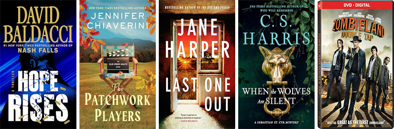 JDC_Library's tweet photo. This week the Jeff Davis County Library has thirteen new books and one new movie.  New items include Hope Rises, The Patchwork Players, Last One Out, When the Wolves Are Silent, Zombieland, Death Times Seven, Not Exactly Mr. Darcy, and Pocket Full of Sads. https://t.co/mdMA5DEX7b https://t.co/I6JAggenPs