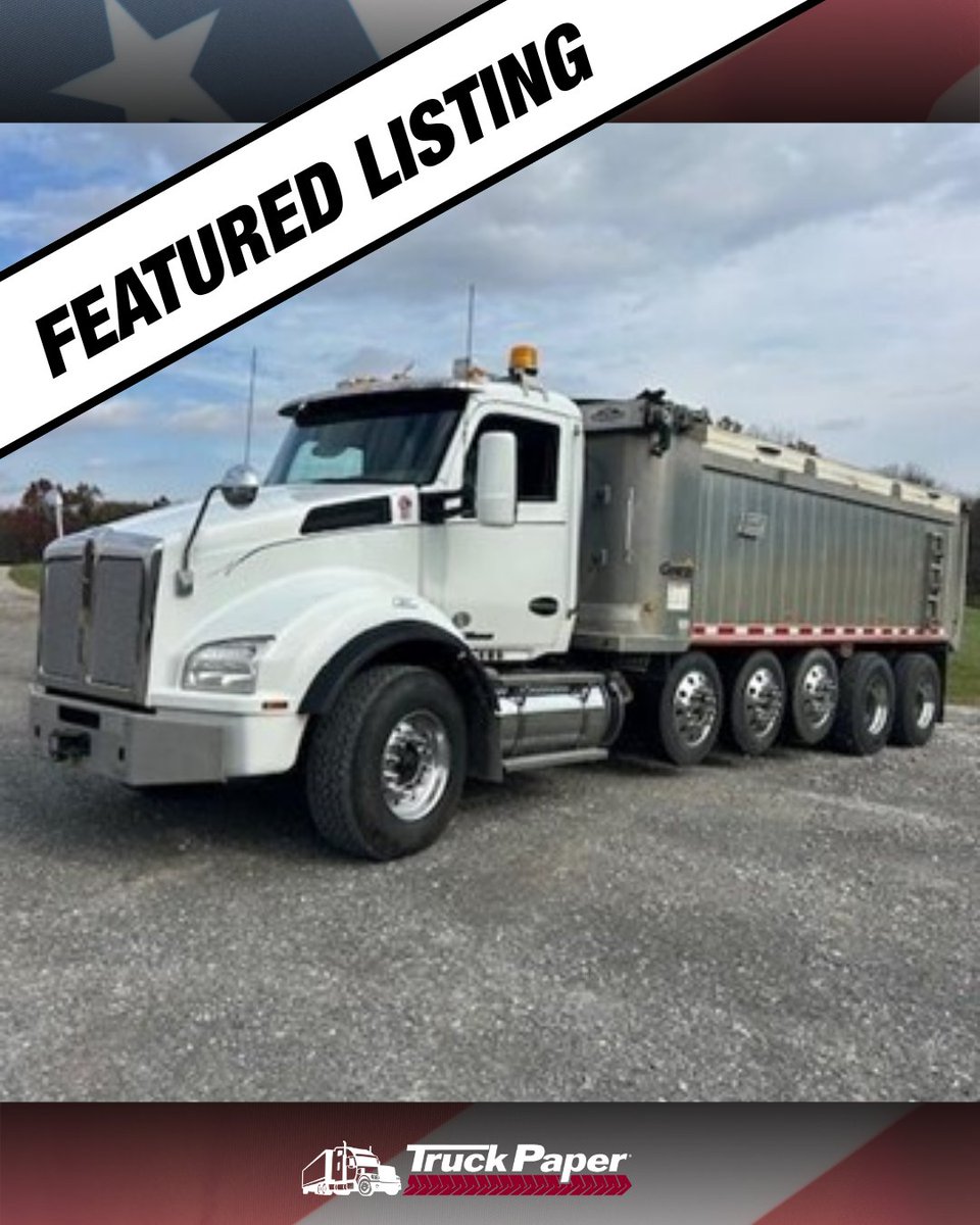 truckpaper's tweet image. TRUCK PAPER FEATURED LISTING 🚛

Ready-to-work 2017 Kenworth T880 dump truck! Featuring a 455 HP Paccar MX-13, manual transmission, and a 6-axle setup. Equipped with an East aluminum body and auto-lube system. 🏗️

🔗 ow.ly/173L50YKsyb

#TruckPaper #Kenworth #T880