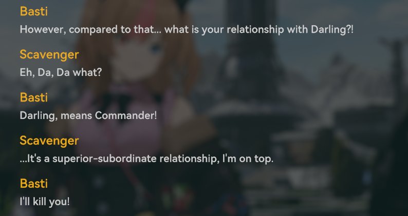 One of the funniest phaetusa/scavenger lines in gf2 is probably this moment where she chooses war and decides to agro basti 
>I'm on top