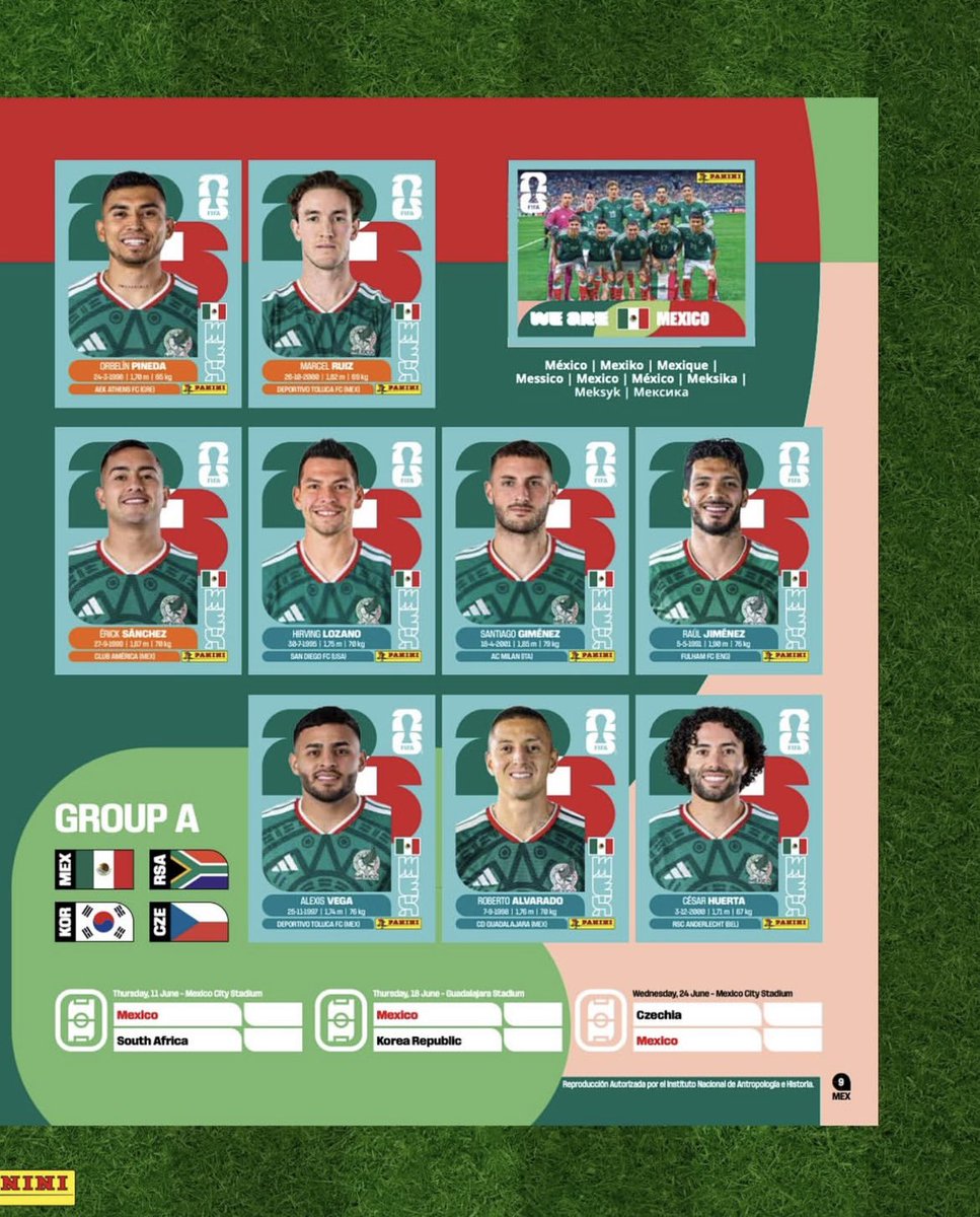 SomosDeportrece's tweet image. 📖🇲🇽 ARRANCA LA FIESTA DEL ÁLBUM DEL MUNDIAL

Se revelan las páginas de la Selección Mexicana en el álbum de la Copa del Mundo 2026… y como ya es costumbre, hay jugadores incluidos que no irían al Mundial. 👀

#Mundial2026 #SelecciónMexicana #Panini