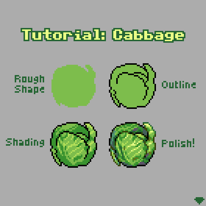 mirrutatep's tweet image. Quick mini-tutorial on how I drew some cabbage

#pixelart
