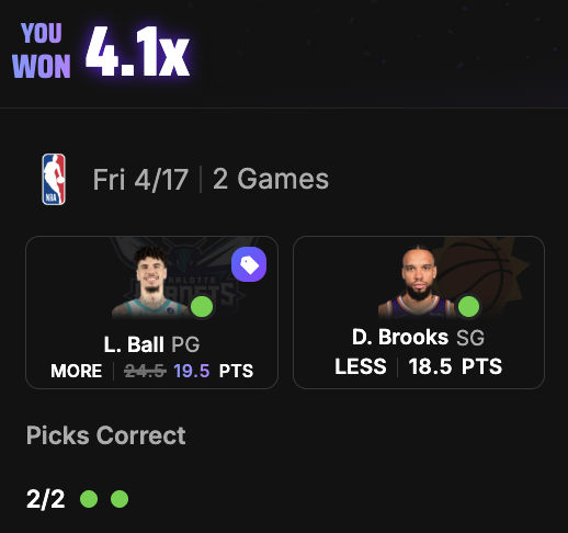 betparlayers's tweet image. insane run as of late 🔥 

both plays from parlayersfs.com 

#Pick6 #NBAPicks