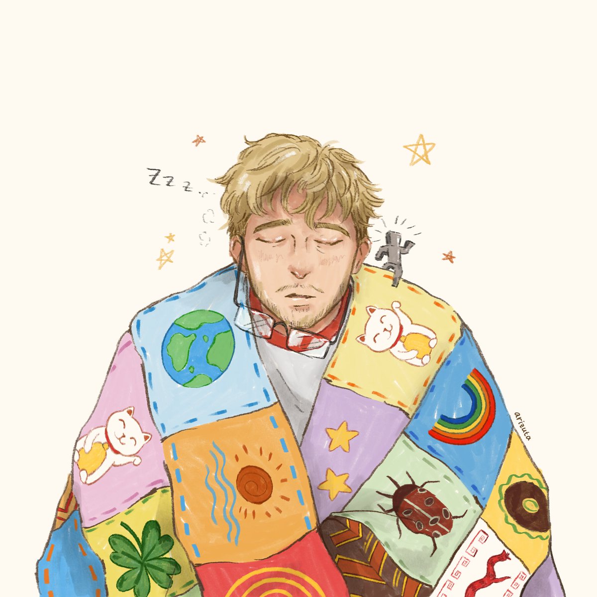 arizutaa's tweet image. dr. Grace in his cozy blanket

#projecthailmary #doodle