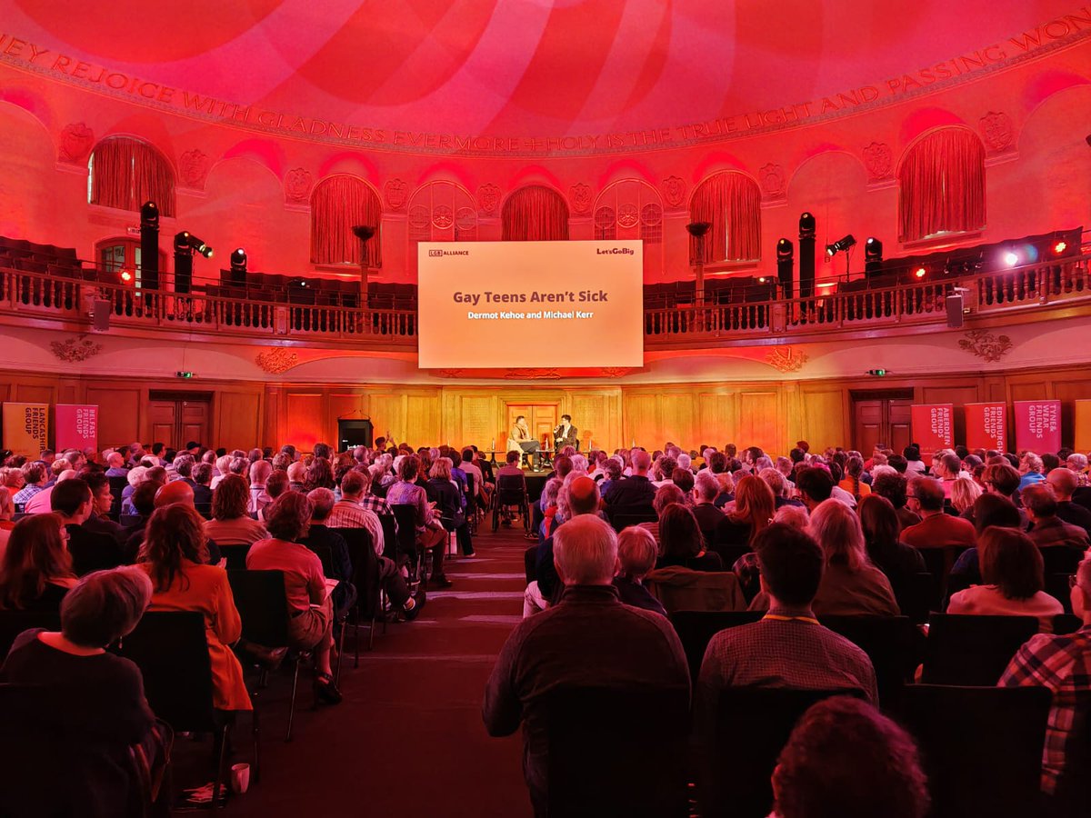 LGBChristians's tweet photo. At Church House where General Synod passed pro-transgender-affirming motions which have now become official policy.
Our presence, here today at the @AllianceLGB Conference, is helping purge the building of its unfortunate association with a mass delusion cult.
#letsgobig https://t.co/w8w8aGn4NW