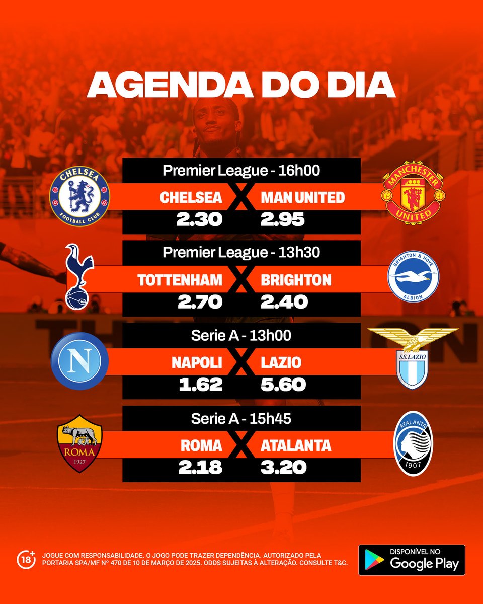 Sabadão chegou… 🔥

E com ele os melhores jogos para você mostrar que sabe palpitar 

Vem jogar com a gente: bit.ly/4tVTXxV

🔞 Jogue com responsabilidade!