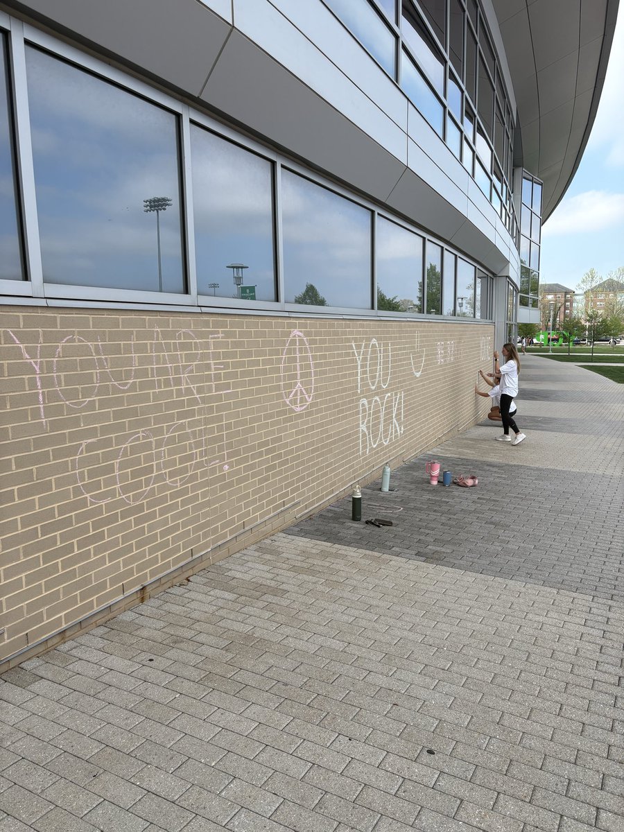 GabbyJennings66's tweet image. Our York Women’s Soccer team spent a good bit of the morning writing nice inspirational phrases around West Campus in chalk. I hope this makes others feel happy and seen! I had a smile on my face the whole time doing this! #youareloved #beyou #inspiration #SPM230