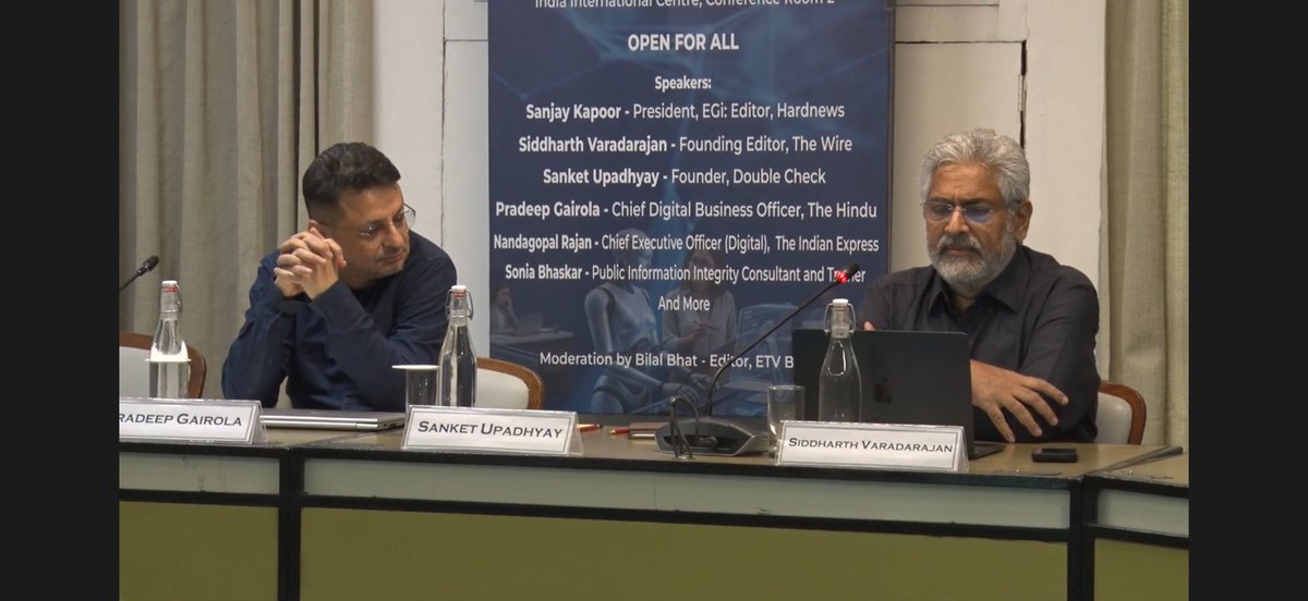 bilalbhat's tweet photo. @svaradarajan through his journalistic journey tracing AI evolution from analog to digital to AI era, reflecting on his first piece of journalism.
Sanket Upadhyay provided practical perspective on how StreamYard revolutionised life for broadcast journalists @sanket good session https://t.co/gegrv2V41R