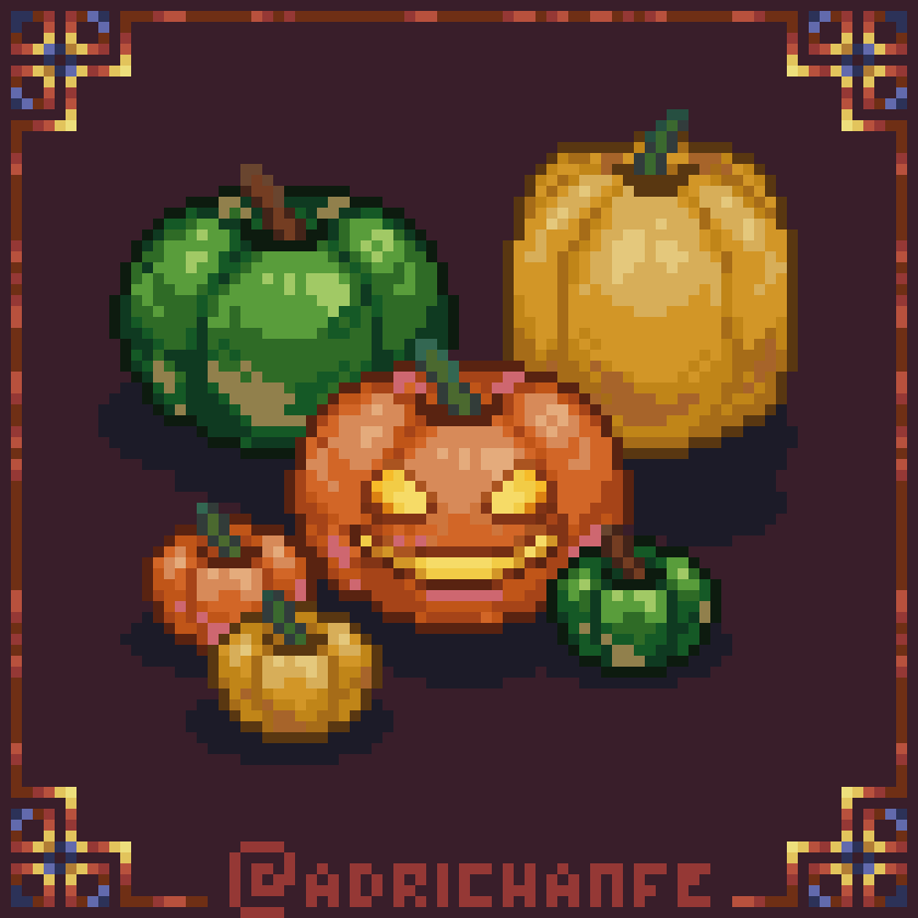 AdrichanF's tweet image. A little pumpkins practice #pixelart #pumpkins #commissionsareopen #kofi