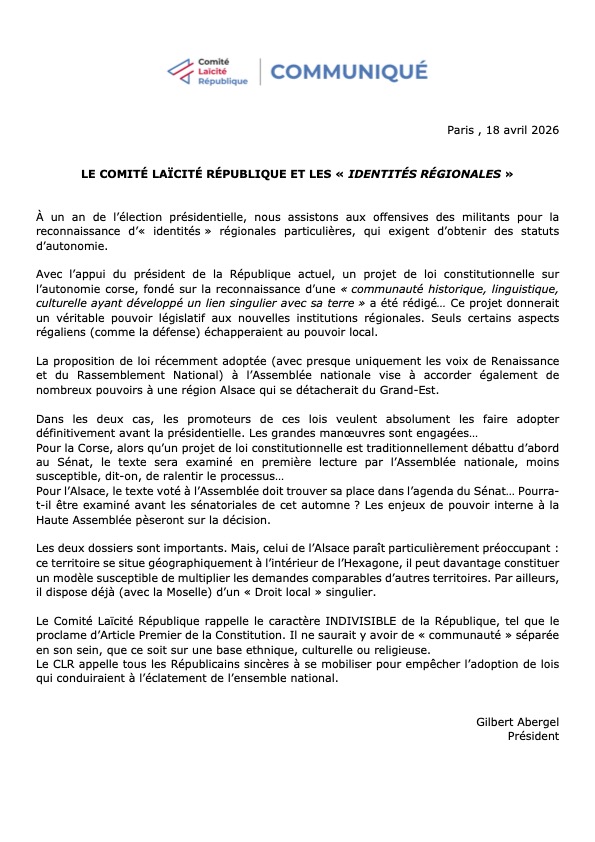 Comité Laïcité République (@comitelaicite) on Twitter photo 