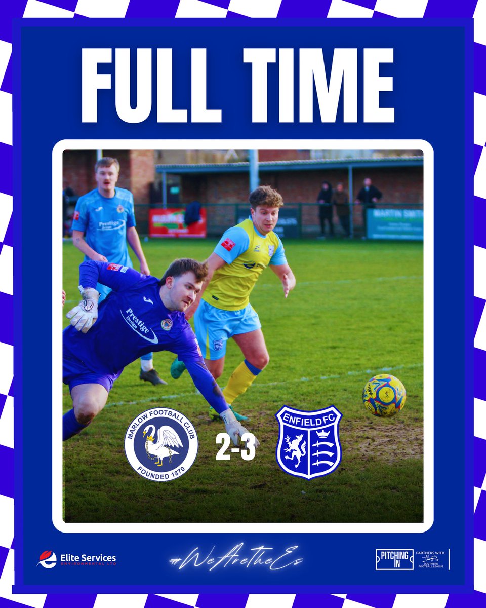 EnfieldFC's tweet photo. FULL TIME: Marlow 2-3 Enfield

Goals from Kieran Southgate, Freddy Moncur and Nathan Brathwaite secure three points on the road.

Thank you for your support this afternoon, next Saturday we’re at home for our last game of the season against Welwyn Garden City.

#WeAreTheEs https://t.co/HtARYOIDPd