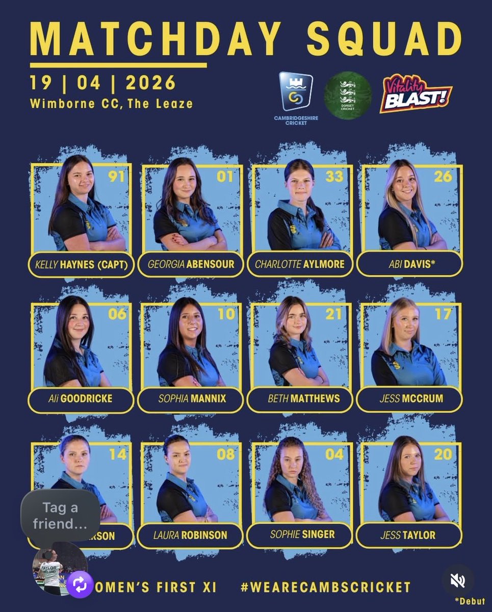 NatTails's tweet photo. Good luck to the Cambs Women’s 1st XI tomorrow in their season opener against Dorset.
Jess T and Jess M both feature (products of @EatonSoconcc @ESCCYouth ) https://t.co/C3mvK3Kb93