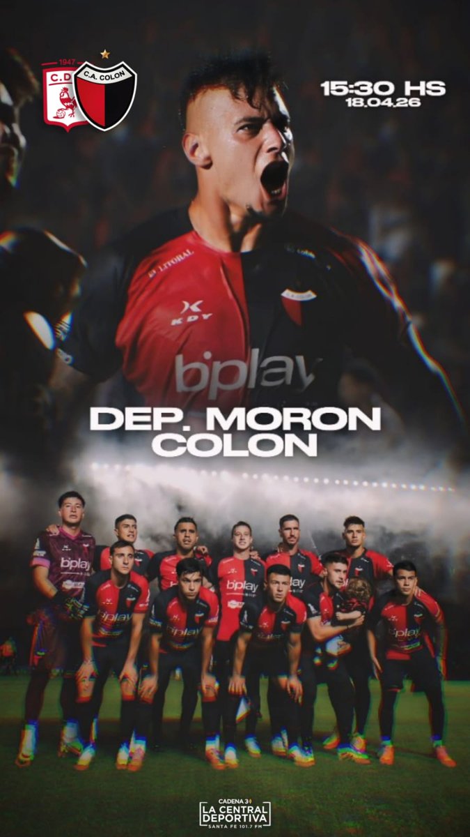 Hoy juega 🔴⚫️#Colón
🆚 #Morón
➡️ Fecha 10 - Primera Nacional
⏰️ 15.30 hs.
🏟️  Estadio Nuevo Francisco Urbano
👨‍⚖️ Álvaro Carranza
📻 Cadena 3 FM 101.7
📱 Youtube y App de <a href="/Cadena3Com/">Cadena 3 Argentina</a>
