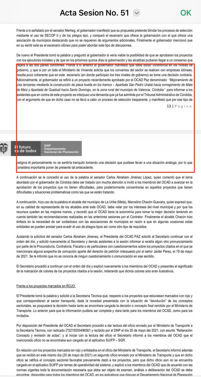 orlandobenitezm's tweet photo. Aquí comparto apartes de mi intervención en sesión de OCAD del 20 de mayo de 2021, acta N° 51, en Florencia Caquetá,  (donde advertí los asuntos relacionados con asociaciones d e municipios como ejecutores) @DianaSaray @RevistaSemana https://t.co/OxcvBlzdeV