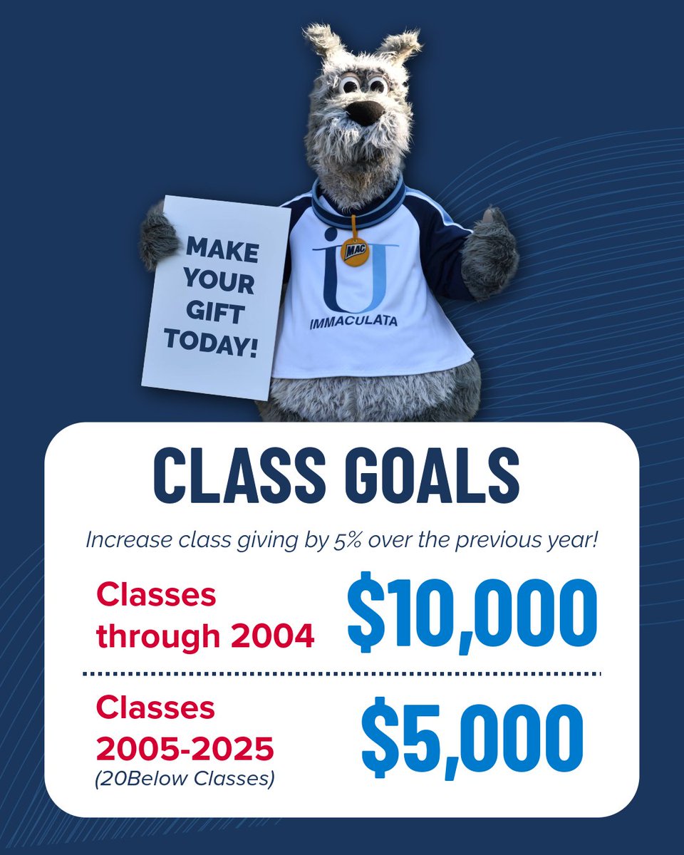 IU_Alumni's tweet photo. Whether you’re able to come to Reunion or not, you can still make a gift to The Immaculata Fund in honor of your class year! Make an impact today for the leaders of tomorrow, and show your #immaculatapride with a class gift 💙🩵💞 https://t.co/Kzo6RlcQ5l
