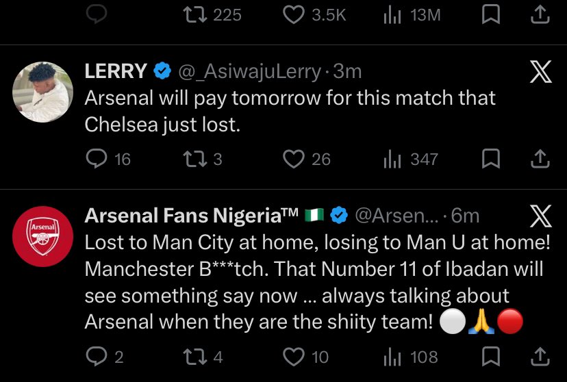 <a href="/ArsenalNigeria_/">Arsenal Fans Nigeria™ 🇳🇬</a> twitter algorithm 😂