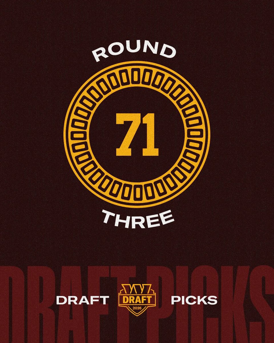 SleeperWSH's tweet image. No 2nd or 4th rounders this year means we HAVE to nail pick #71. 🎯

Who is your dream target for the 3rd round? Looking for a specific WR, Edge, or maybe some secondary depth? Give me a name!

#RaiseHail #HTTC #Commanders