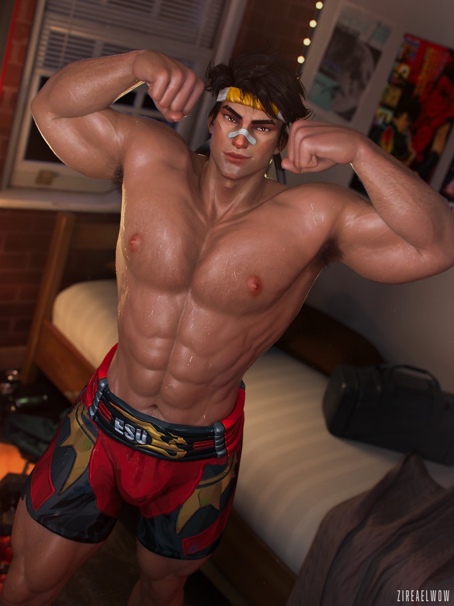 zireaelwow's tweet photo. GOONFIST 🔥🥵
that skin is so fucking hot ughh🤤
 #Bara #Nsfw #ironfist