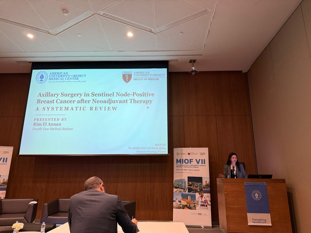 reemannan's tweet photo. Honored to have been part of The MIOF VII that was organized by @AUB_FM and @DrHazemAssi

I presented: Axillary Surgery in Sentinel Node-Positive Breast Cancer after Neoadjuvant Therapy: A Systematic Review☢️

Grateful for the mentorship of Dr. Zeidan @ZeidanMd!! https://t.co/iZ5hWgioQF
