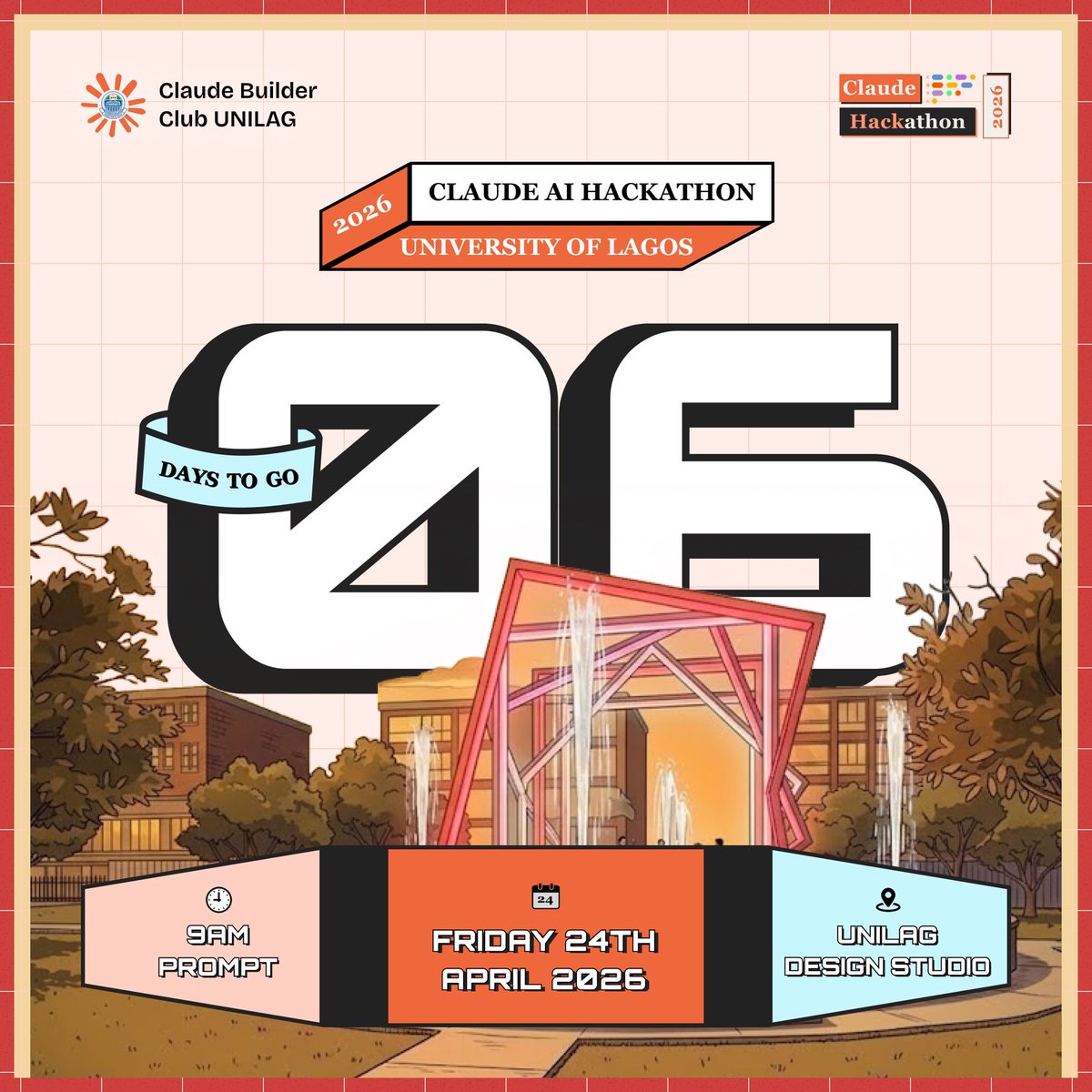 ClaudeBCUnilag's tweet image. *6 DAYS TO GREATNESS!*😉✊🏾

We are less than a week away from a landmark event in UNILAG, which is the Claude Builder Club Hackathon.🎉

Yet to register?
🔗: luma.com/vnfe8ojm

Keep thinking!💭🧡

#brøndby #event #techcommunity #anthropicai